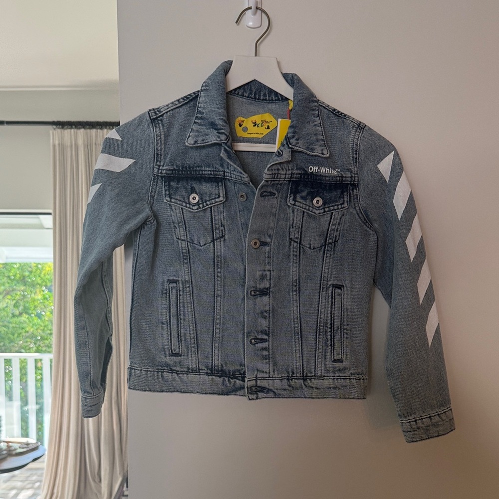 Off-White Kids Denim Jacket with White Stripes